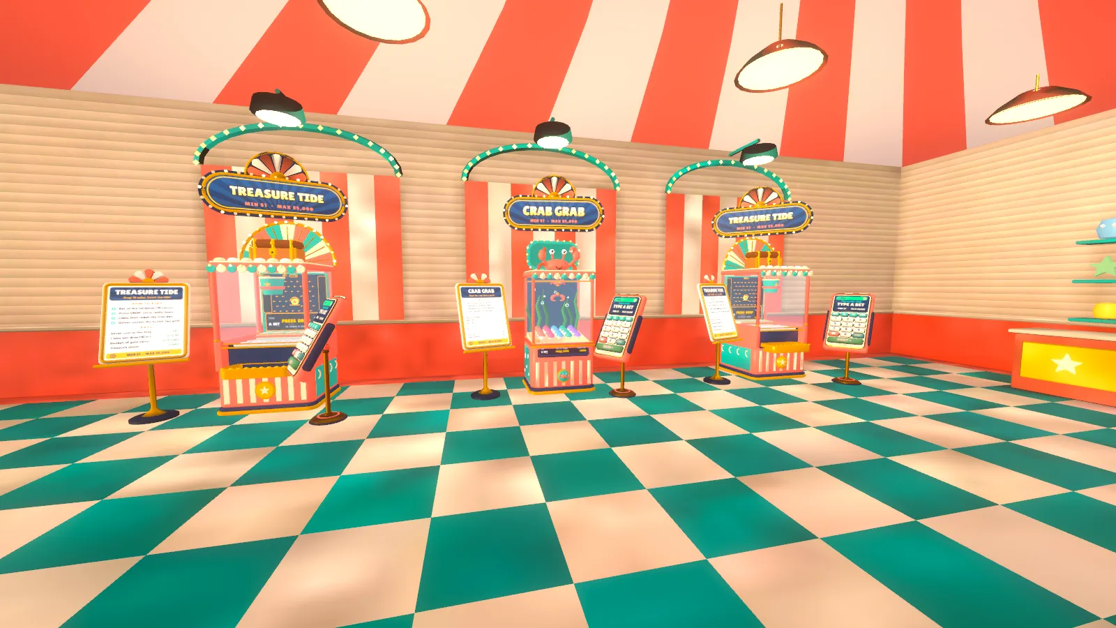 The arcade hall with its machines