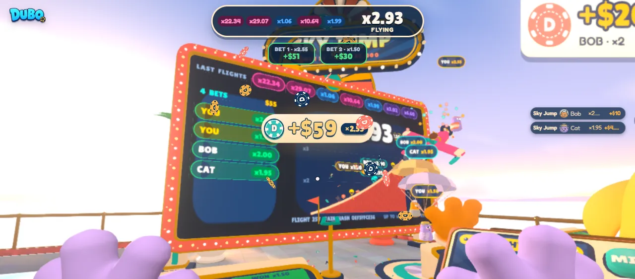 Players cashing out on Sky Jump