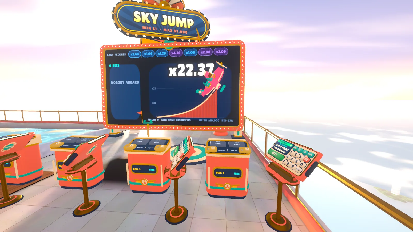The Sky Jump screen and flight decks on the Sky Terrace